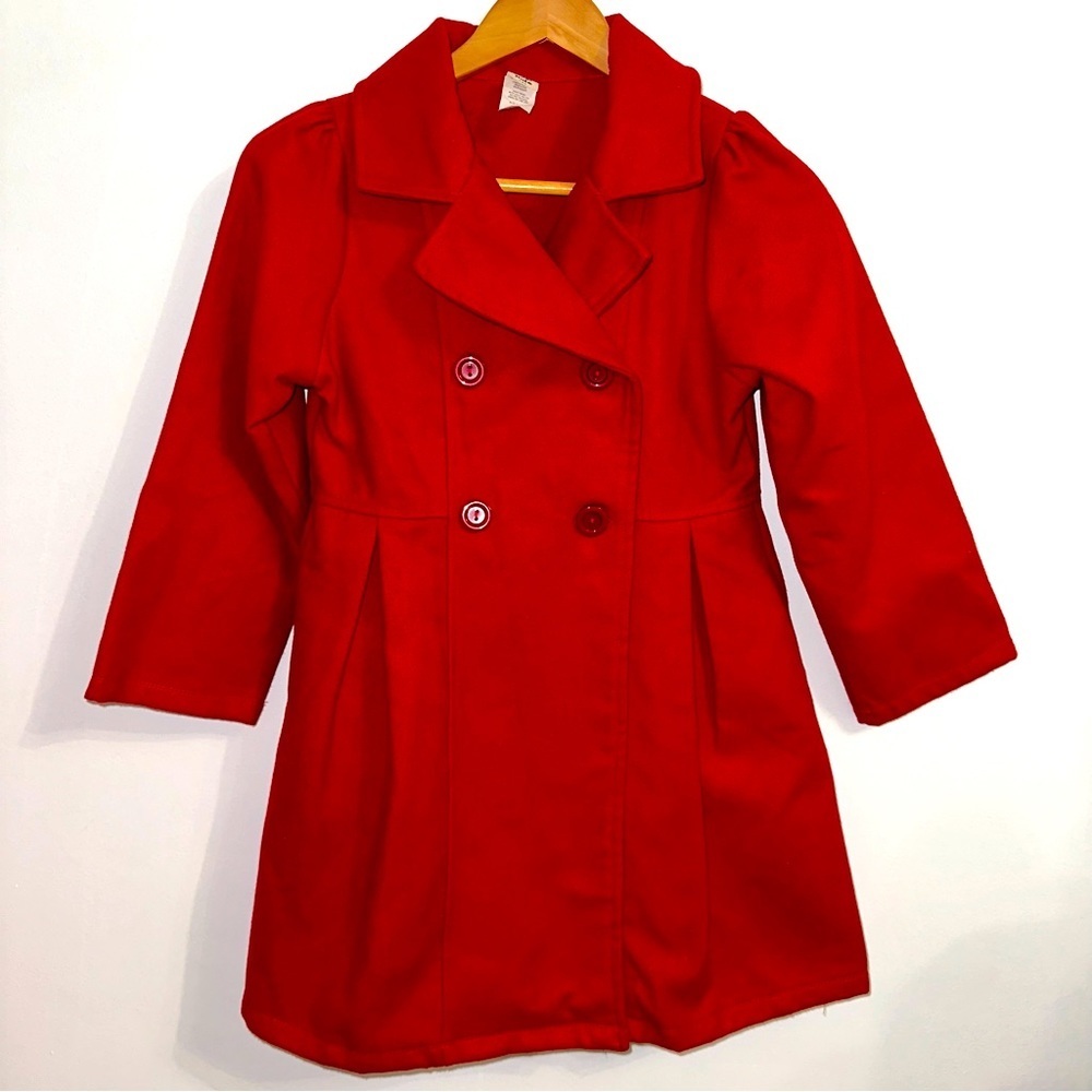 Classic Red Kids Pea Coat | Size 12